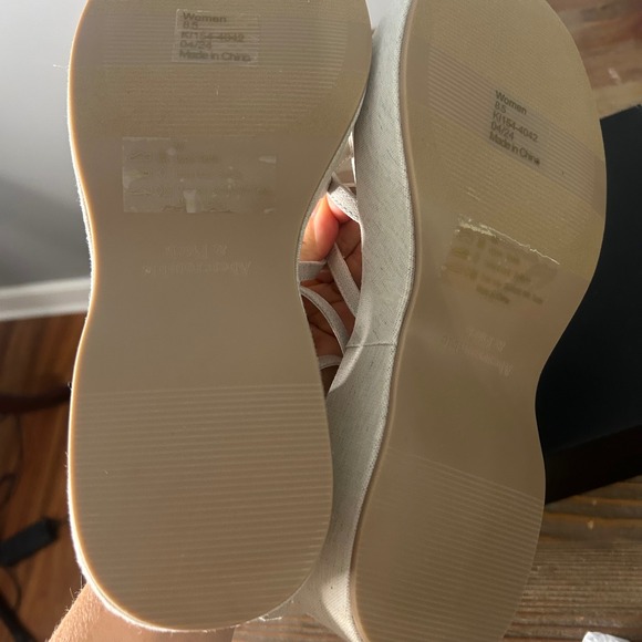 Abercrombie & Fitch Platform Sandals Ankle Strap Open Toe Beige Size 8.5 - Picture 8 of 11